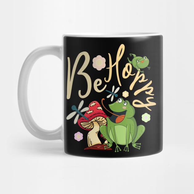 Be Hoppy Cute Frog Pun Cottagecore Aesthetic Frog by alcoshirts